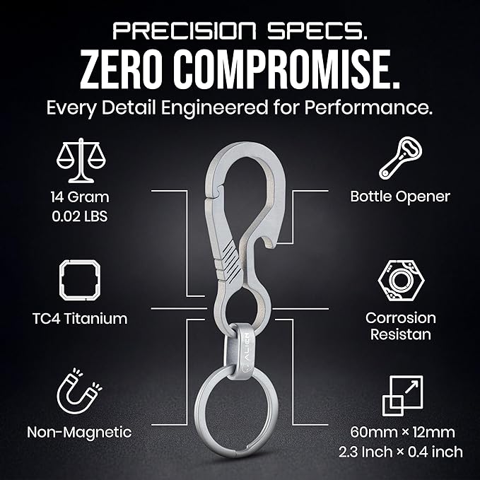 Titanium Carabiner Keychain Hook – Ultra-Light and Strong 2-Pack EDC Carabiner - Image 6