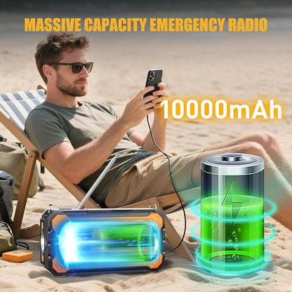 Hand Crank Emergency Radio, 10000mAh Weather Radio - Image 5