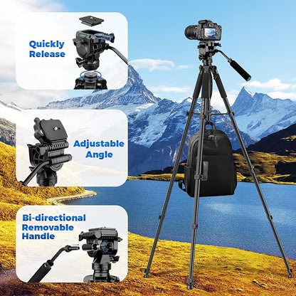Camera Tripod, 75” Heavy Duty Tripod - Image 6