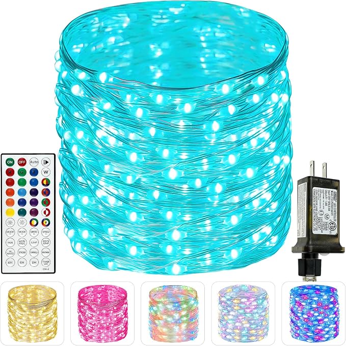 66Ft 200 LED RGB Color Changing 4th of July Fairy Lights Plug in, Waterproof by BHCLIGHT
