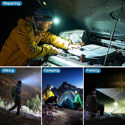Kmivo Headlamp Rechargeable 99, 000LM Super Bright, 90°Adjustable Head Lights - Image 8