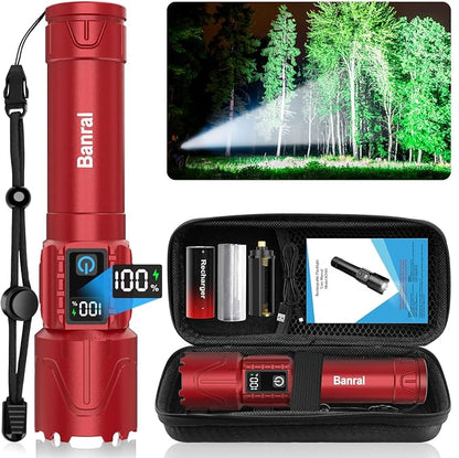 Rechargeable Tactical Flashlights 2000 High Lumens - 5000mAh Super Bright LED by Banral