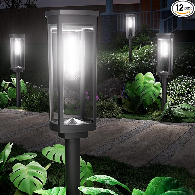 NEWMESSI 12 Pack Solar Pathway Lights Outdoor, Super Brightness IP65 Waterproof by NEWMESSI