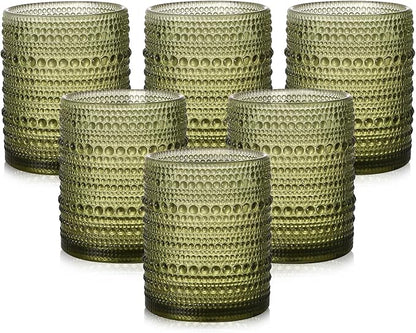 ZMOWIPDL Vintage Glassware Drinking Glasses Set of 6, 12 oz Hobnail Glass Cups by ZMOWIPDL