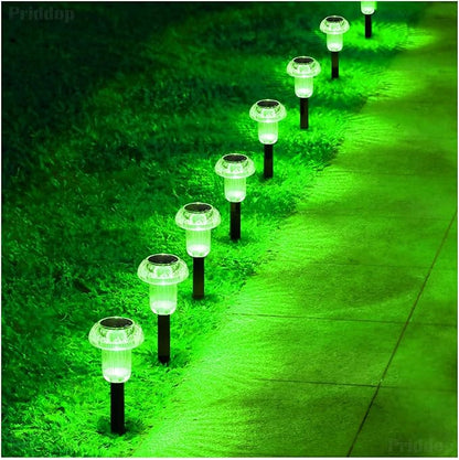 Priddop Solar Lights Outdoor Pathway Waterproof 8 Pack Green LED Green Stake - Image 9