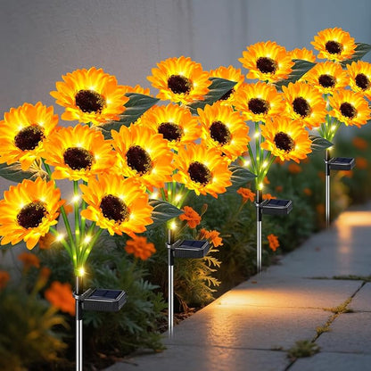 ostritec Sunflower Solar Lights Outdoor Decor, 4 Pack Solar Garden Decor 24 - Image 8