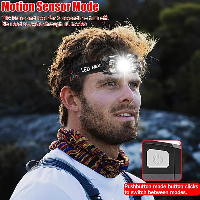 Headlamp Rechargeable 2Pack, 3000 Lumen Ultra-Light Bright Headlamp Flashlight - Image 4