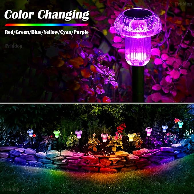 Priddop Solar Lights Outdoor Pathway Waterproof 12 Pack Color Changing LED - Image 3