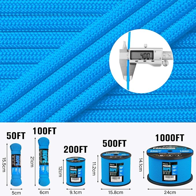 Paracord Rope 550 lb - 500ft 5/32" Parachute Cord 4MM 7-Strand para Cord - - Image 5
