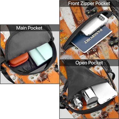 FyLybois Cat Sling Bag for Women Lightweight Crossbody Backpack Casual Daypack - Image 6