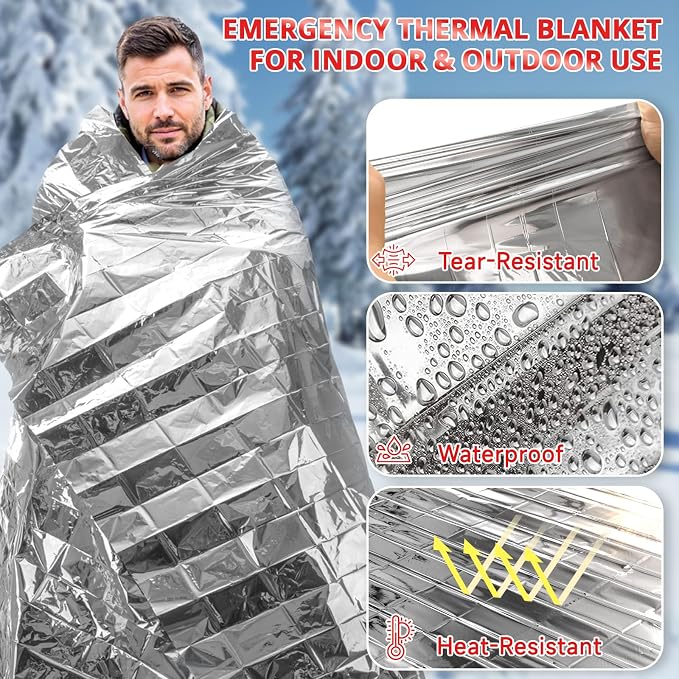 SecuCaptain Survival Emergency Thermal Blankets: 50 Pack Extra Large 84” x63” - Image 5