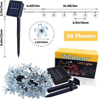 ITICdecor Solar Flower String Lights Outdoor Waterproof 50 LED Fairy Light - Image 6