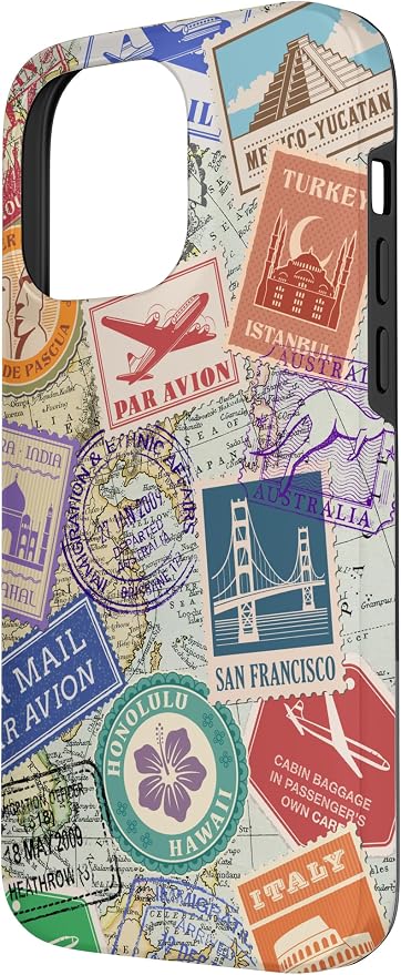 World Map Travel Passport Stamps Postage Stamp Case - Image 2