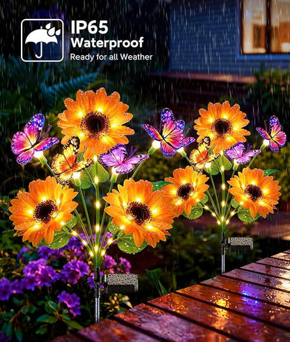 KOOPER Solar Garden Lights Outdoor Decor, Upgraded 4 Pack Solar Sunflower Lights - Image 6
