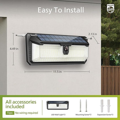 Philips Solar Lights Motion Sensor Outdoor, 258 LEDs Solar Powered Security - Image 3
