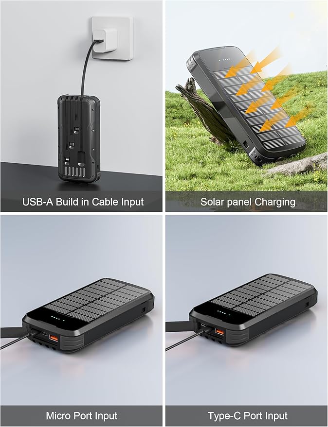 MINRISE Solar Charger Power Bank, 40000mAh Portable Charger PD 20W Fast - Image 4