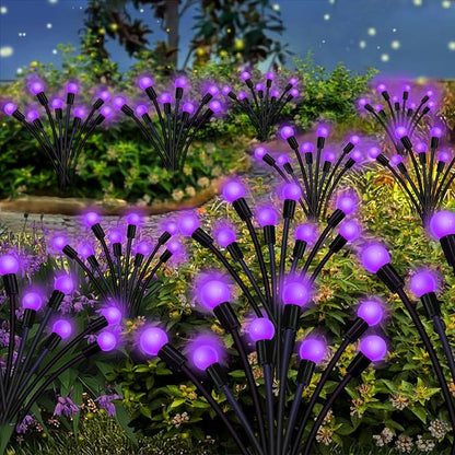 Kohlrabi Solar Garden Lights Outdoor, 4 Pack 32 LED Solar Purple Firefly Lights - Image 6