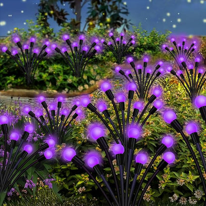 Kohlrabi Solar Garden Lights Outdoor, 10 Pack 80 LED Solar Purple Firefly - Image 6