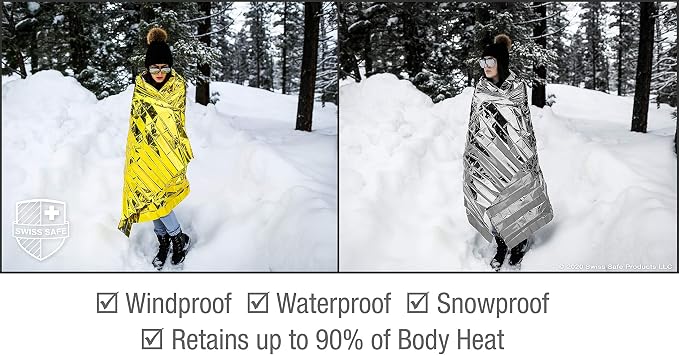 Swiss Safe Emergency Mylar Thermal Blankets + Bonus Space Blanket - Image 6