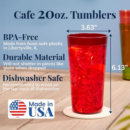 US Acrylic Cafe Plastic Reusable Tumblers 20-ounce Water Cups Assorted Colors | - Image 2