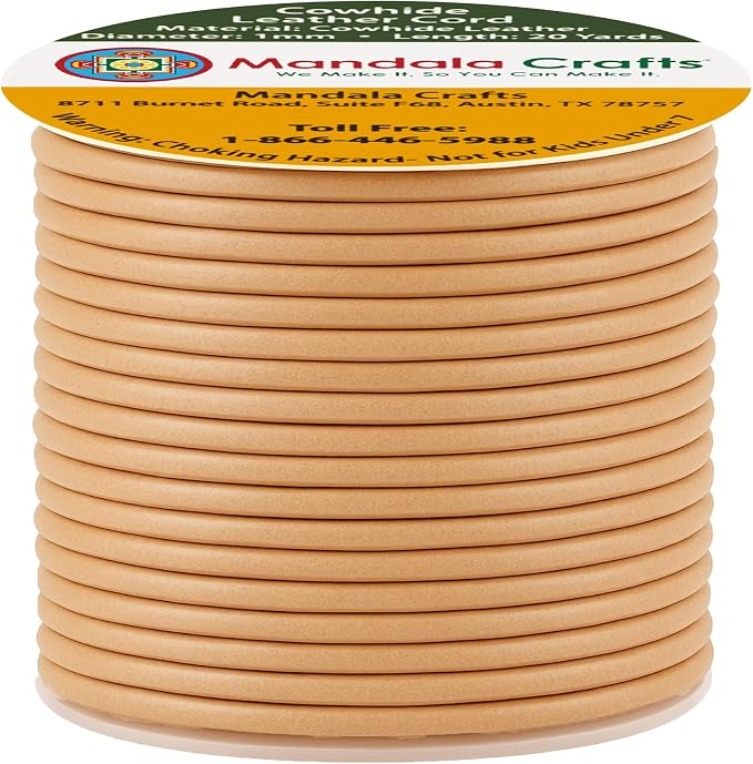 Mandala Crafts Round Genuine Tan Leather Cord - Image 2