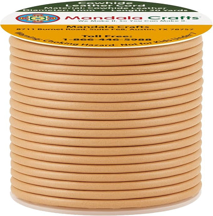 Mandala Crafts Round Genuine Tan Leather Cord - Image 2