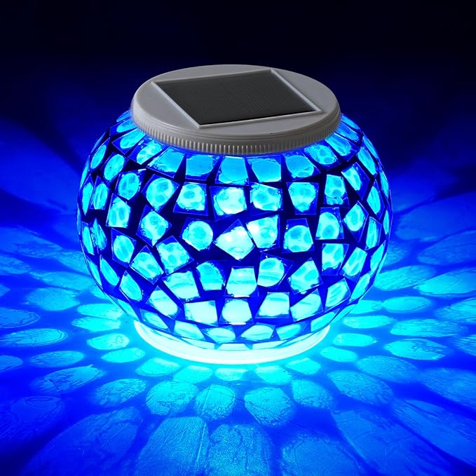 WSgift Color Changing Solar Powered Glass Mosaic Ball Led Garden Lights by WSgift
