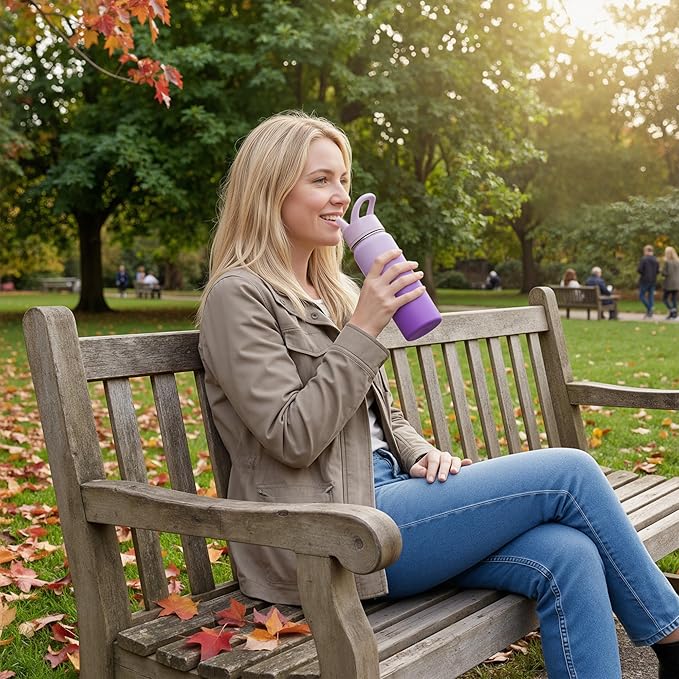Fijinhom 2 Pack 18oz Insulated Stainless Steel Water Bottle - Image 8