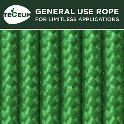 TECEUM Rope – 90 Feet x 3/8 Inch – Green – Strong All-Purpose Utility Rope – - Image 9