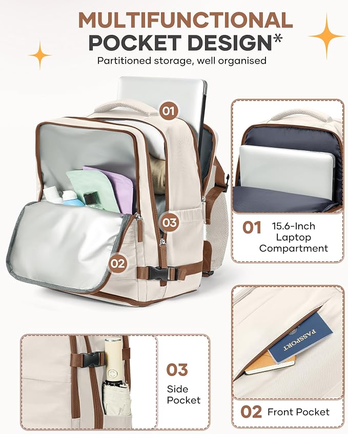 coofay Extra Large Travel Backpack Carry on Flight Approved Mochila De Viaje - Image 4