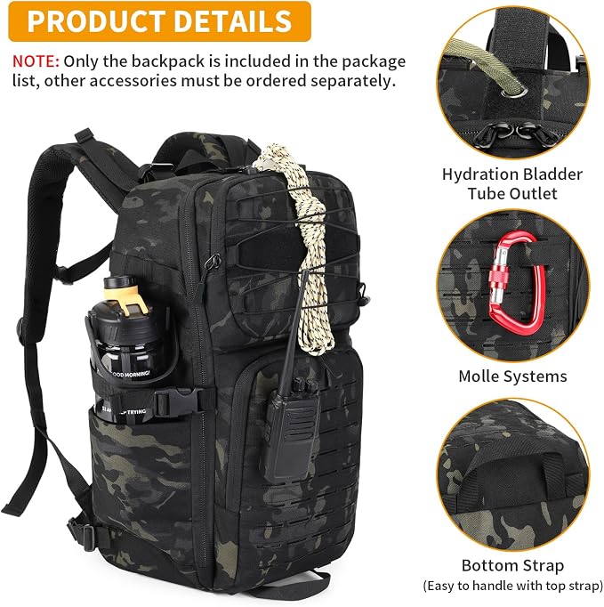 HUNTVP Tactical Backpack for Men 35L Military Backpack MOLLE 1000D Army Daypack - Image 6