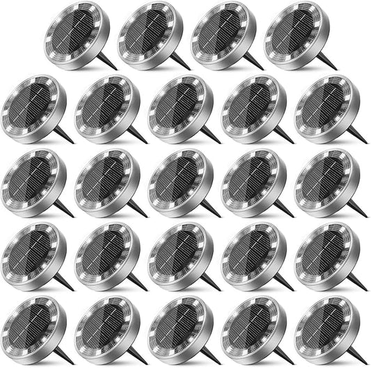 Peasur Solar Ground Lights Outdoor, 24 Pack Flat Solar Powered Disc Lights by Peasur
