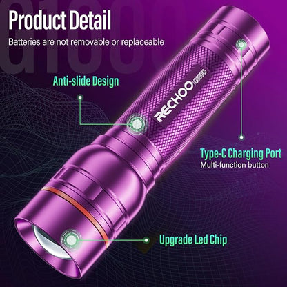 Rechargeable Flashlight 2 Pack, Bright Military Grade Torch Light High Lumens - Image 4