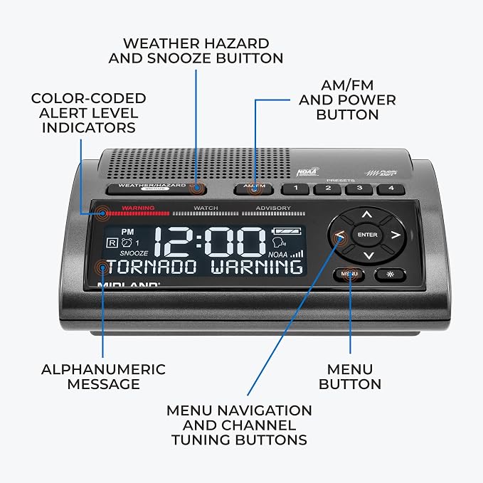 Midland - WR400 Weather Radio Deluxe - NOAA Emergency Alert Scanner – Home Use - Image 5