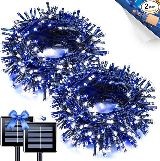 JMEXSUSS 2 Pack Solar String Lights Outdoor Waterproof, Total 66 FT 200 LED by JMEXSUSS