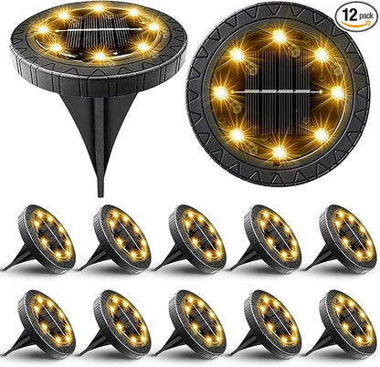 Solar Powered Ground lights 12 Pack, Waterproof LED Solar Lights Outdoor Solar by Kdorrku