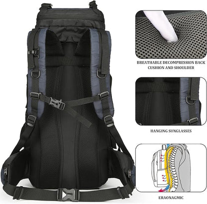 75L Hiking Backpack with Rain Cover Waterproof Camping Backpack Shoes Warehouse - Image 7
