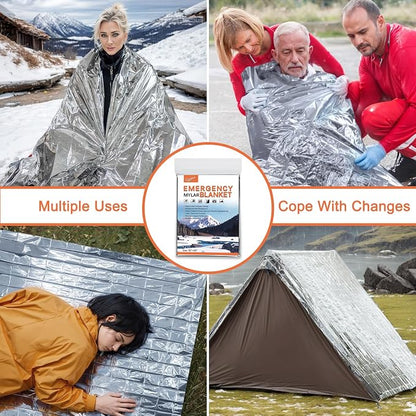 6 Pack - Large 82” x 62” Survival Emergency Mylar Thermal Blankets, Thermal - Image 4