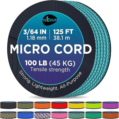 TECEUM Micro Paracord – 1.18 mm X 125 ft – Micro Utility Cord – Thin Braided by TECEUM