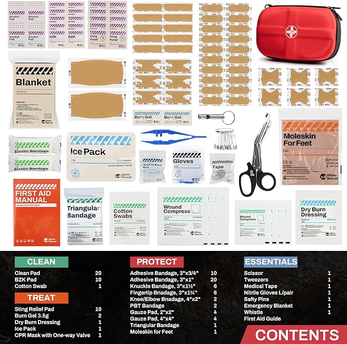 RHINO RESCUE EVA First Aid Kit, Small Waterproof Emergency Hiking First Aid Kit - Image 2