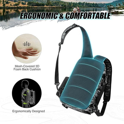 Piscifun Fishing Backpack with Rod Holder, Lightweight Sling Bag Storge Gear - Image 4