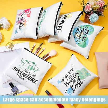12 Pcs Travel Bag Adventure Awaits Makeup Bag Gifts World Map Cosmetic Case - Image 3
