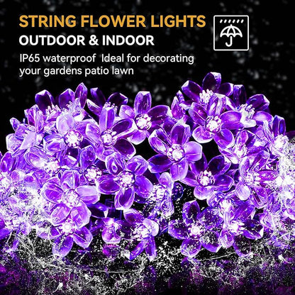 ITICdecor Outdoor Solar Flower String Lights Waterproof 50 LED Fairy Light - Image 2