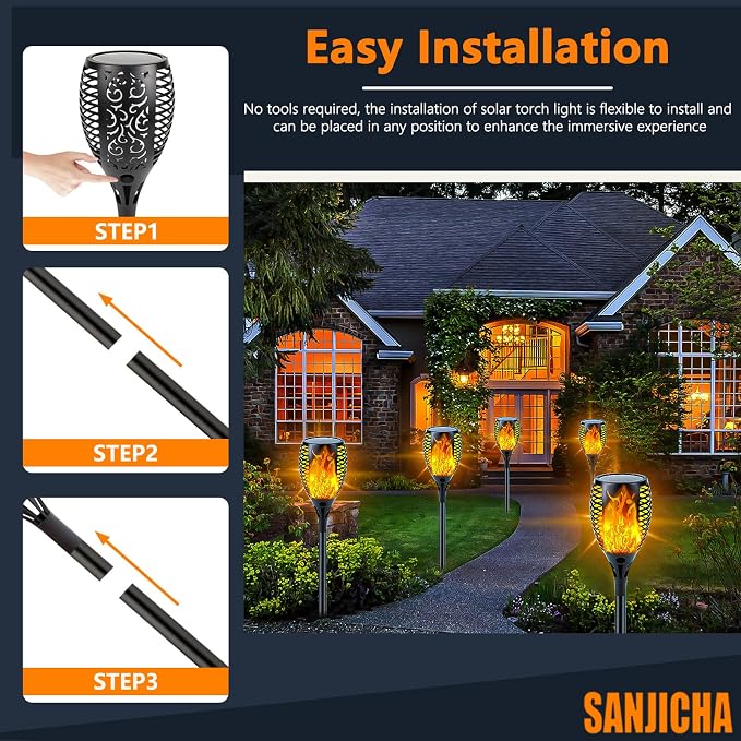 4 Pack Super Larger Size Solar Flame Torch Lights - Image 6