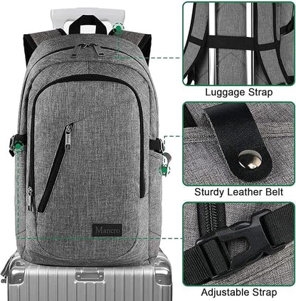 Mancro 17.3 Inch Business Laptop Backpack Large Travel Backpack Lightweight - Image 8