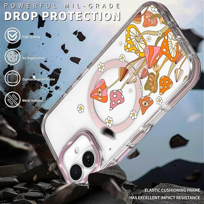 Case for iPhone 16 Plus, Retro Mushroom Sunflower Phone Case Design，for Women - Image 5