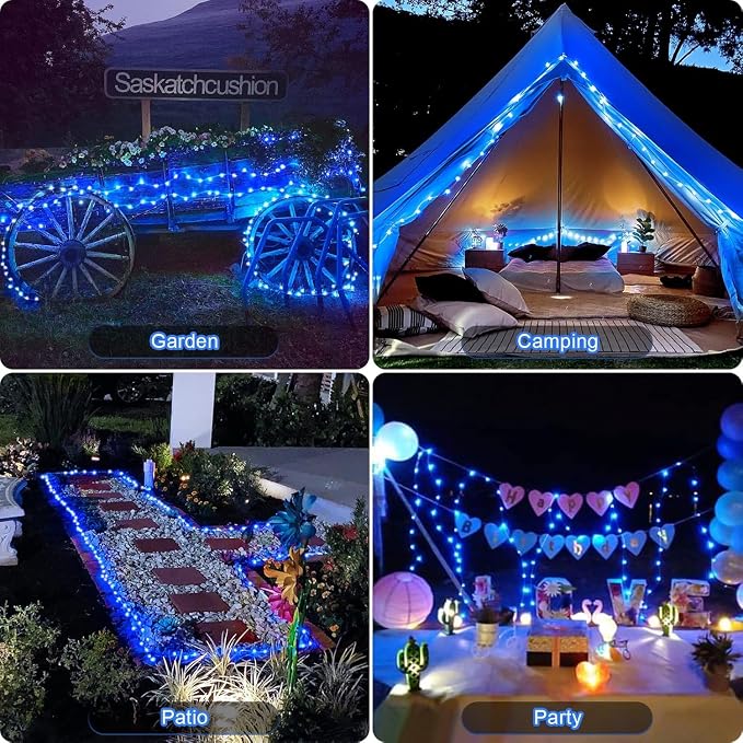 JMEXSUSS 2 Pack Blue Solar String Lights Outdoor Waterproof, Each 33ft 100 LED - Image 7