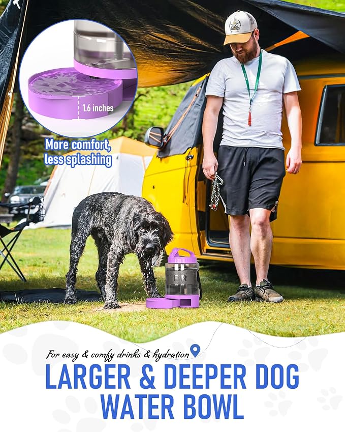 77oz Dog Travel Water Bottle, Large Portable Dog Water Bowl Dispenser, - Image 5
