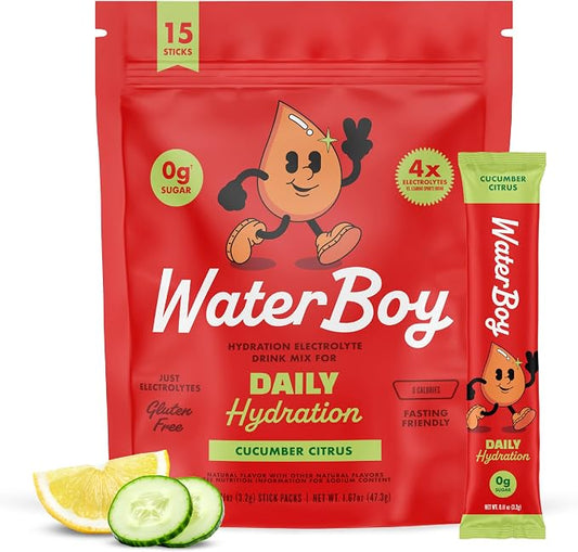 Waterboy Daily Hydration | 1, 570mg Electrolyte Powder Packets | No Sugar by WaterBoy