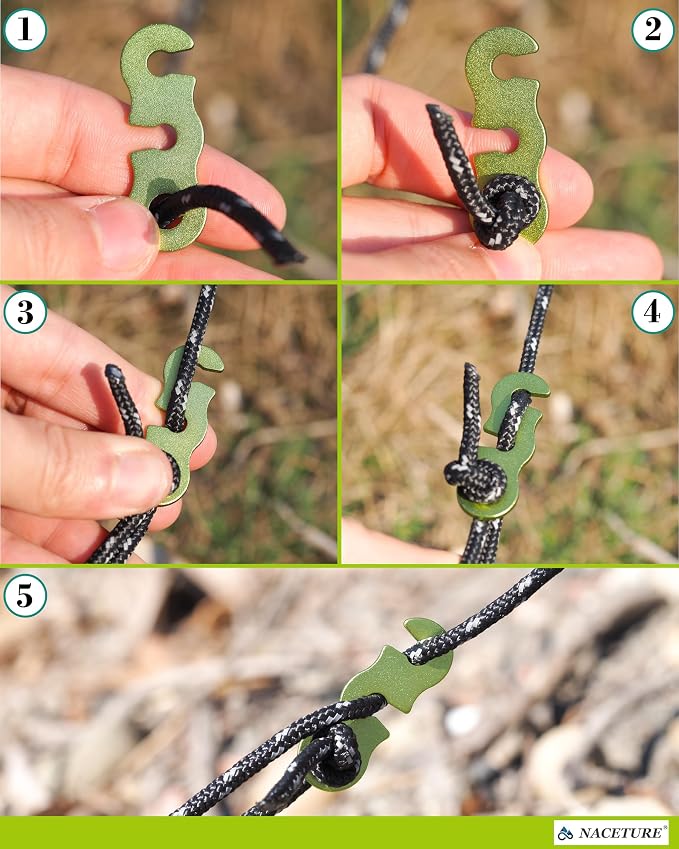 Rope Tensioner Aluminum Alloy Camping Tent Guyline Cord Adjuster Camping of Gear - Image 3